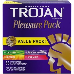 Trojan Pleasure Pack - Condones de látex lubricados, 36 u.