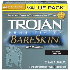 Trojan Sensitivity Bare Skin Premium Lubricant Latex Condoms Value Pack, 24 Ct , CVS