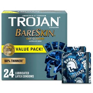 Trojan Sensitivity Bare Skin Premium Lubricant Latex Condoms Value Pack, 24 Ct , CVS