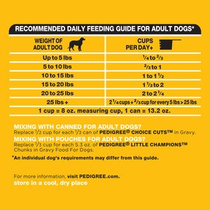 Pedigree Small Dog Food Feeding Chart