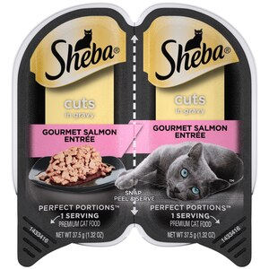 Sheba Perfect Portions Wet Cat Food Cuts in Gravy, Gourmet Salmon Entree, 2.6 OZ, Twin-Pack Tray