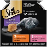 Sheba Perfect Portions Wet Cat Food Pate, Savory Chicken and Delicate Salmon Entrees, Twin Pack, thumbnail image 1 of 8