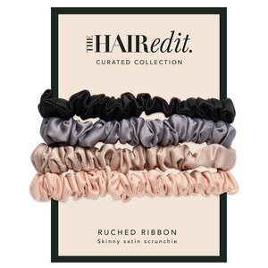The Hair Edit Ruched Ribbon Scrunchies, 4CT