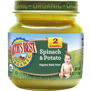 Earth's Best Organic Spinach & Potato - Comida para bebés, 6 meses +