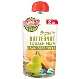 Earth's Best Butternut Squash Pear - Puré para bebé, 2 (más de 6 meses)