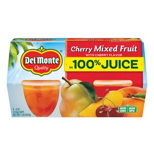 Del Monte Cherry Flavored Mixed Fruit In 100% Juice, 4 Ct, 4 Oz Cups , CVS