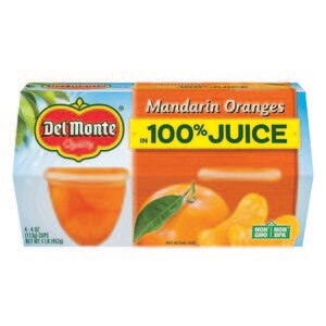Del Monte Mandarin Oranges Fruit Cup 100% Juice, 4 CT