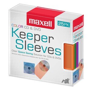  Maxell Color CD & DVD Keeper Sleeves, 25 Pack 