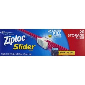 Slider Storage Bags, 20-Ct., Qt. Size