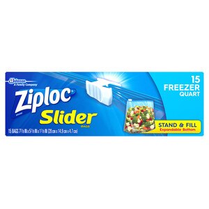 Ziploc Quart Food Storage Slider Bags, Power Shield Technology For