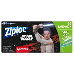  Ziploc Sandwich Bags featuring Disney Star Wars Designs, 66 CT 