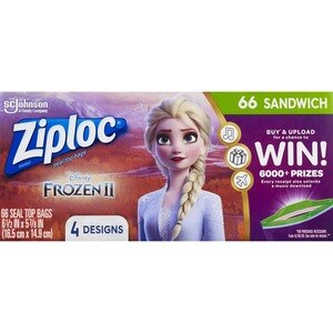 Ziploc Sandwich Bags featuring Disney Frozen Designs, 66 CT