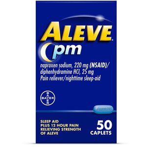 Aleve Pain Relief and Nighttime Sleep Aid Naproxen Sodium Caplets, 50 CT