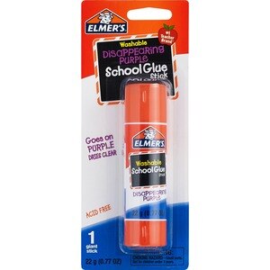 Elmers School Glue Stick, Disappearing Purple, Washable - 1 giant stick, 22 g