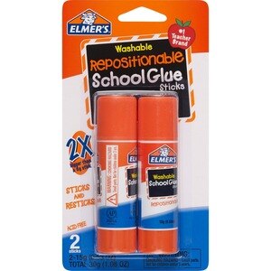 Elmers Elmer's Washable Repositionable School Glue Sticks - 2 Ct , CVS