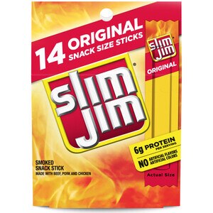 Slim Jim Original Snack Size Smoked Snack Sticks, 14 CT