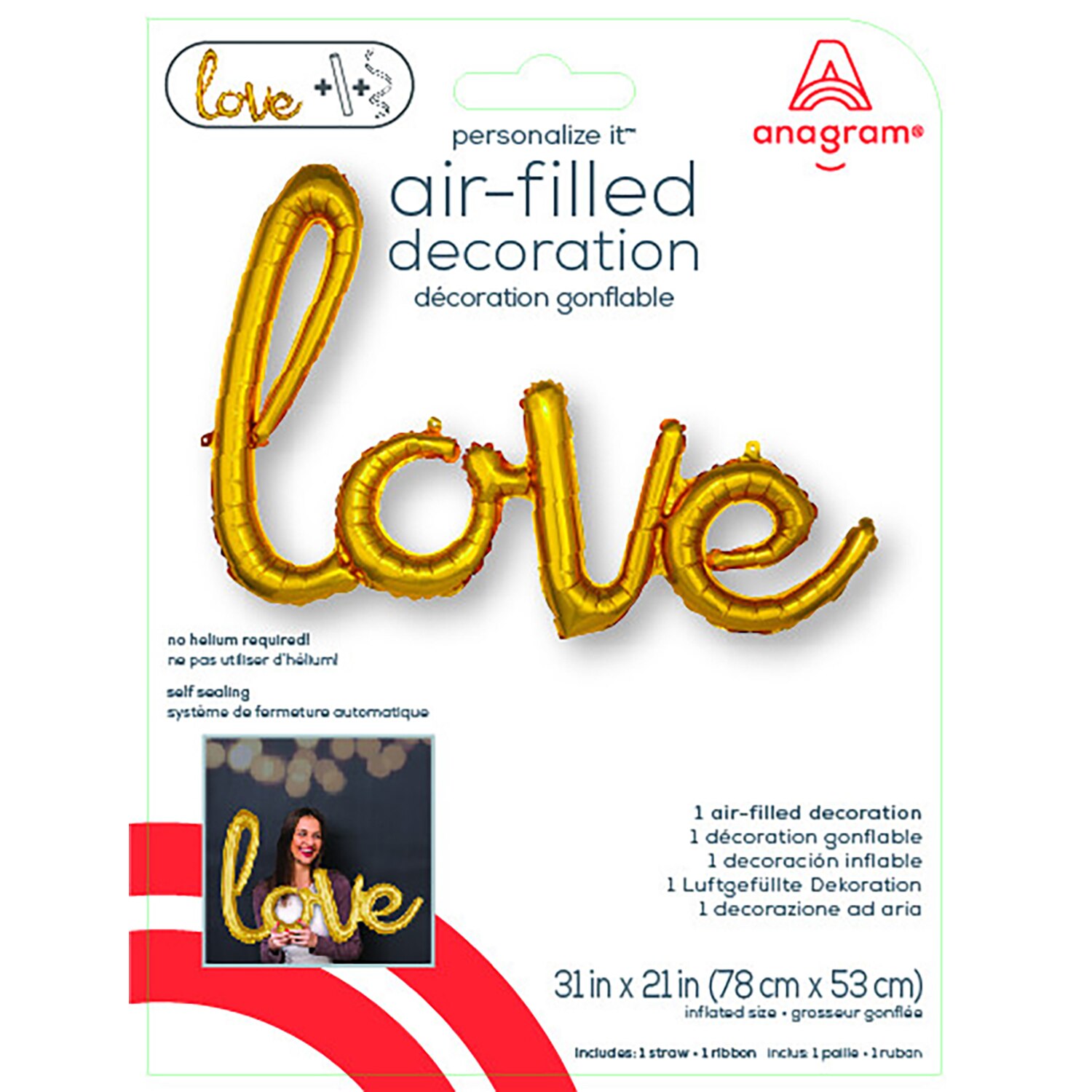 Anagram Air Balloon Love, Gold , CVS