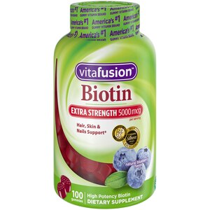 Vitafusion Extra Strength - Gomitas de biotina, 5000 mcg, Bluberry, 100 u.