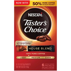Nescafe Taster's Choice Single Serve Instant Coffee Packets, House Blend, 6 ct, 0.63 oz
