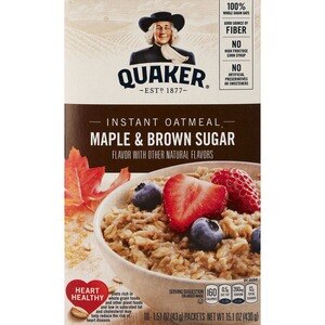 Quaker Instant Oatmeal Packets, Maple & Brown Sugar, 10 Ct, 15.1 Oz - 1.51 Oz , CVS