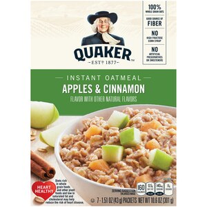 Quaker Oats Instant Oatmeal, Apples & Cinnamon - 1.51 Oz , CVS