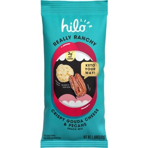  Hilo Life Keto Friendly Low Carb Snack Mix, Crispy Gouda Cheese & Pecans, Really Ranchy, 1.48 OZ 