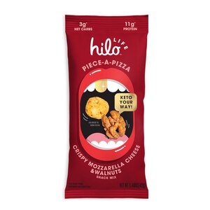  Hilo Life Keto Friendly Snack Mix With Crispy Mozzarella Cheese & Walnuts, Piece-A-Pizza, 1.48 OZ 