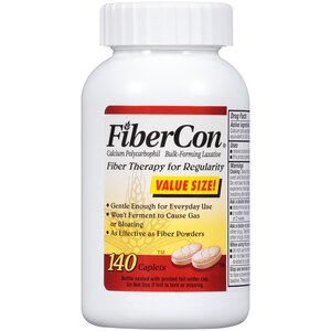  Fibercon Fiber Therapy for Regularity (Calcium Polycarbophil) Caplets 140 ct Bottle 