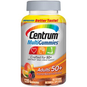 Centrum MultiGummies Gummy Multivitamin for Adults 50 Plus, Multivitamin/Multimineral Supplement with Calcium, Zinc and Vitamins B and D, Assorted Fruit Flavor - 120 Count