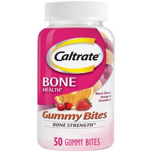 Caltrate - Suplemento de calcio y vitamina D3 en gomitas (sabores cereza negra, fresa y naranja, 50 unidades), 500 mg