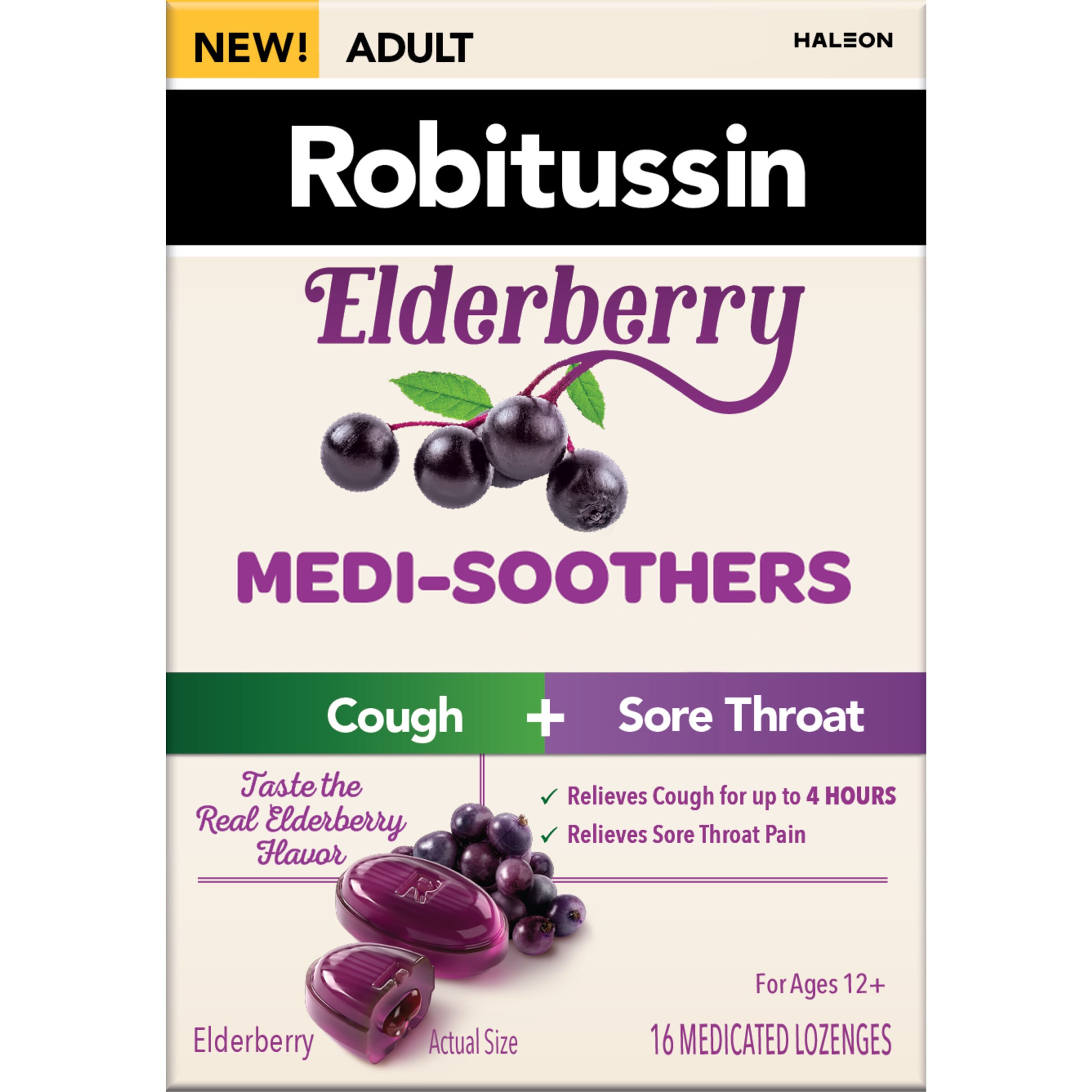 Robitussin Medi-Soothers Lozenge, 16 CT, Elderberry , CVS