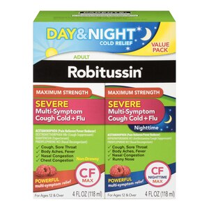 Robitussin Maximum Strength Severe Multi-Symptom Cough Cold + Flu Day & Night Value Pack, 4 fl. oz. Bottles