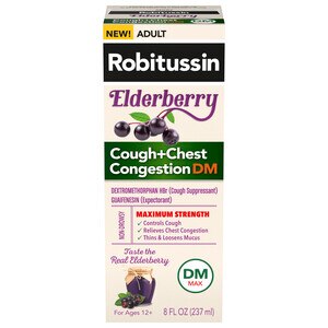 Robitussin Elderberry Cough+Chest Congestion DM for Adults, 8 Fl Oz