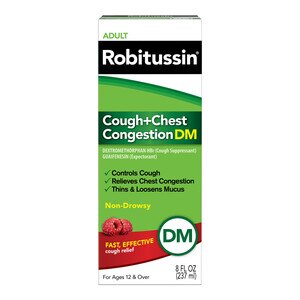 Robitussin Adult Cough + Chest Congestion DM (. Bottle), Non-Drowsy, Cough Suppressant & Expectorant - 8 Oz , CVS