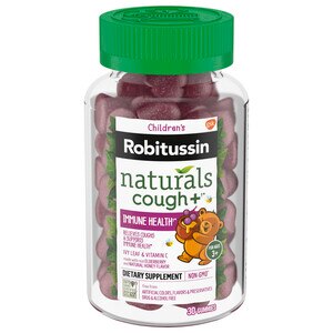 Children's Robitussin Naturals Cough Relief & Immune Health Honey & Elderberry Gummies, Dietary Supplement, 30ct, Ages 3+