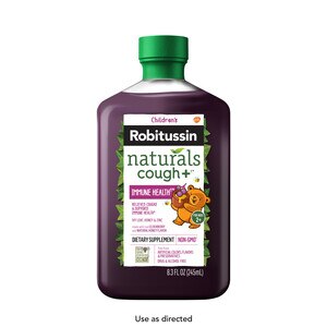 Children's Robitussin Naturals Cough + Immune Health Dietary Supplement with Honey, Ivy Leaf, Zinc and Elderberry for Cough Relief, Natural Honey Flavor, 8.3 OZ