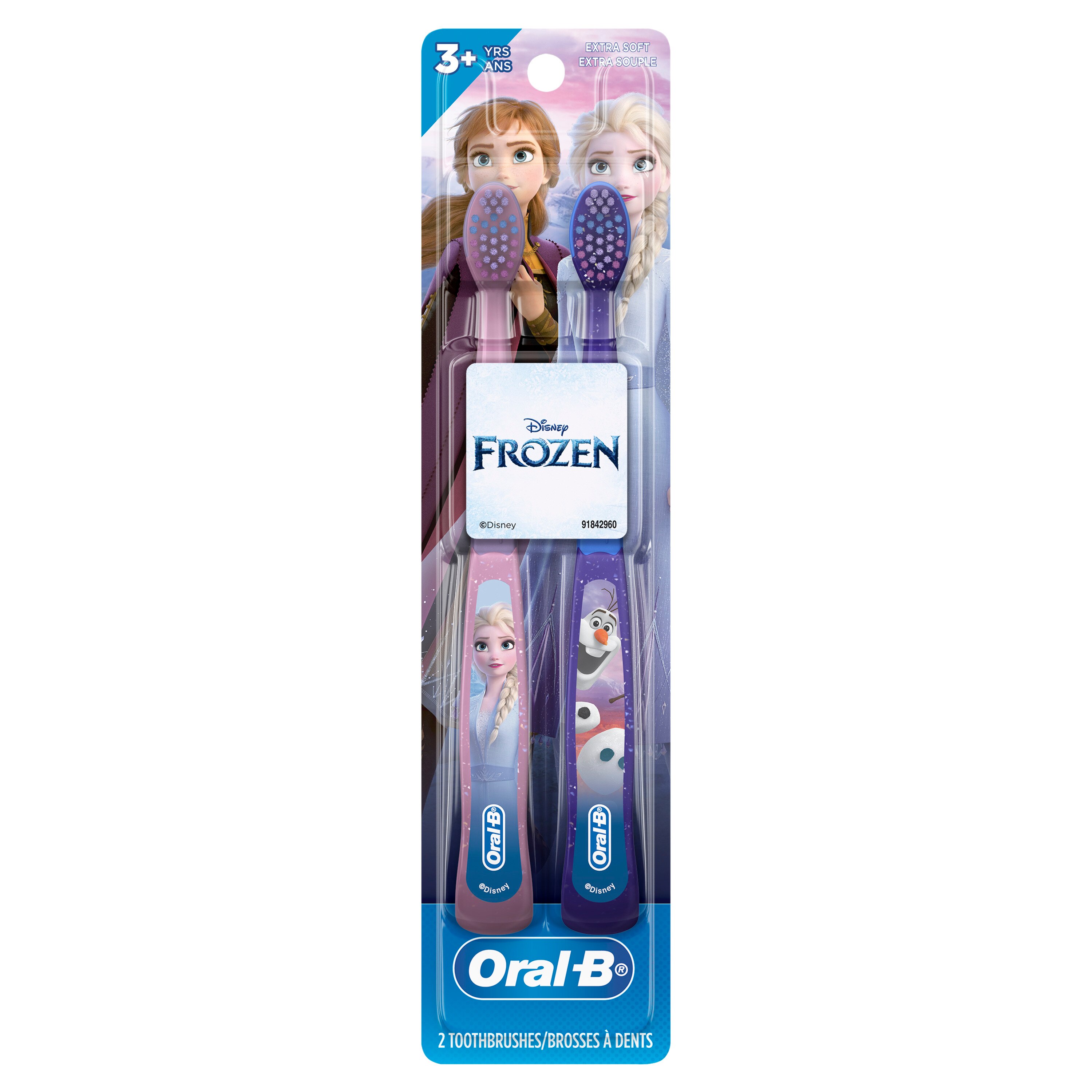  Oral-B Kid's Toothbrush featuring Disney's Frozen, Soft Bristles, for Children and Toddlers 3+, 2 Count 