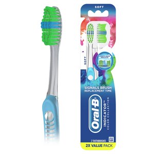 Oral-B Indicator Color Collection, Signals Brush Replacement Time, Soft Bristle, 2 Pack , CVS
