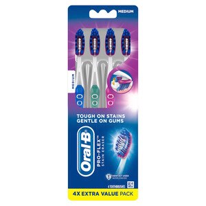 Oral-B Pro-Flex Stain Eraser Manual Toothbrush, Medium, 4 Count - 4 Ct , CVS