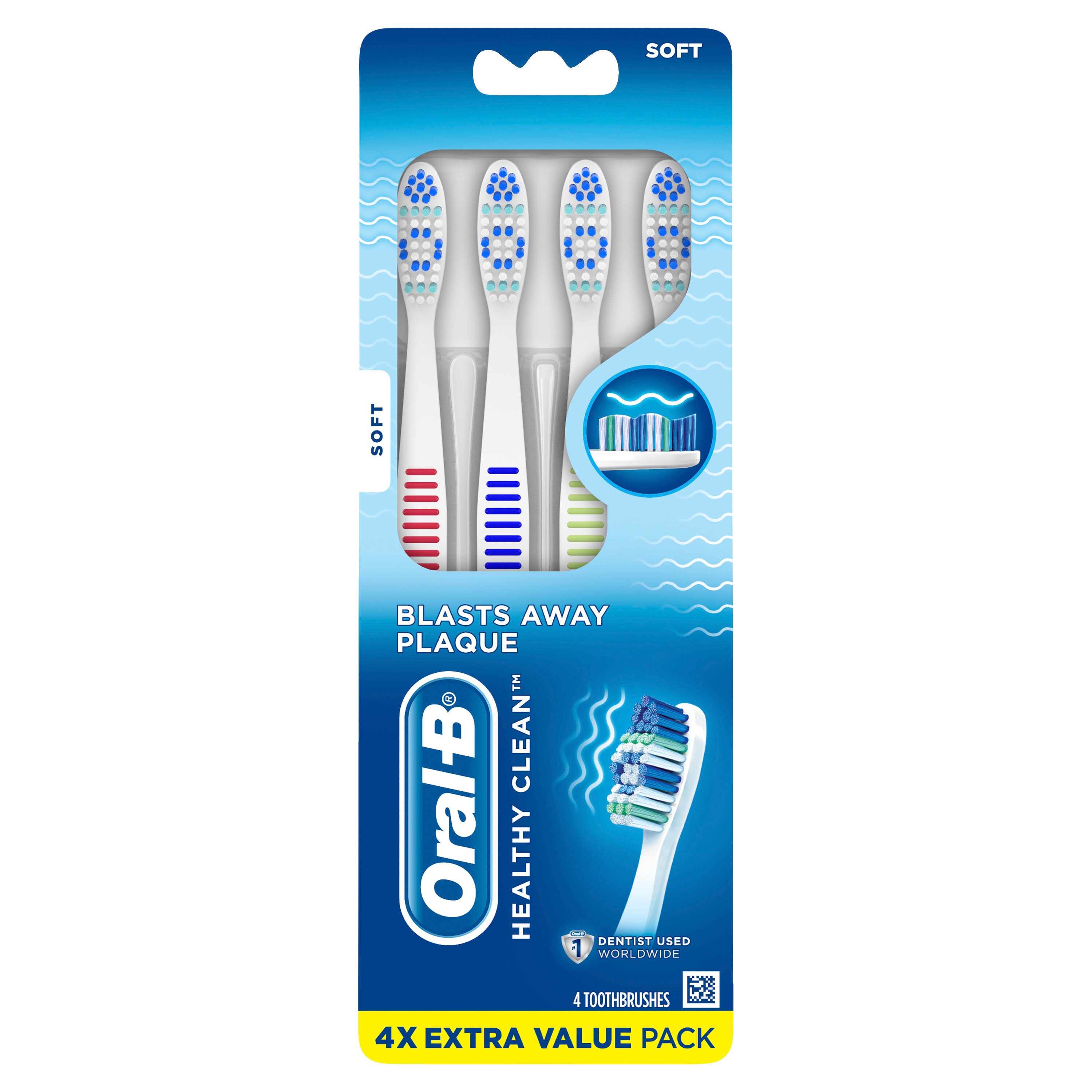 Oral-B Healthy Clean Toothbrush, Soft, 4 Count