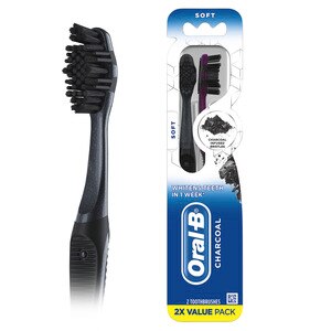 Oral-B Charcoal Whitening Toothbrush, Soft Bristle, 2 Pack - 2 Ct , CVS