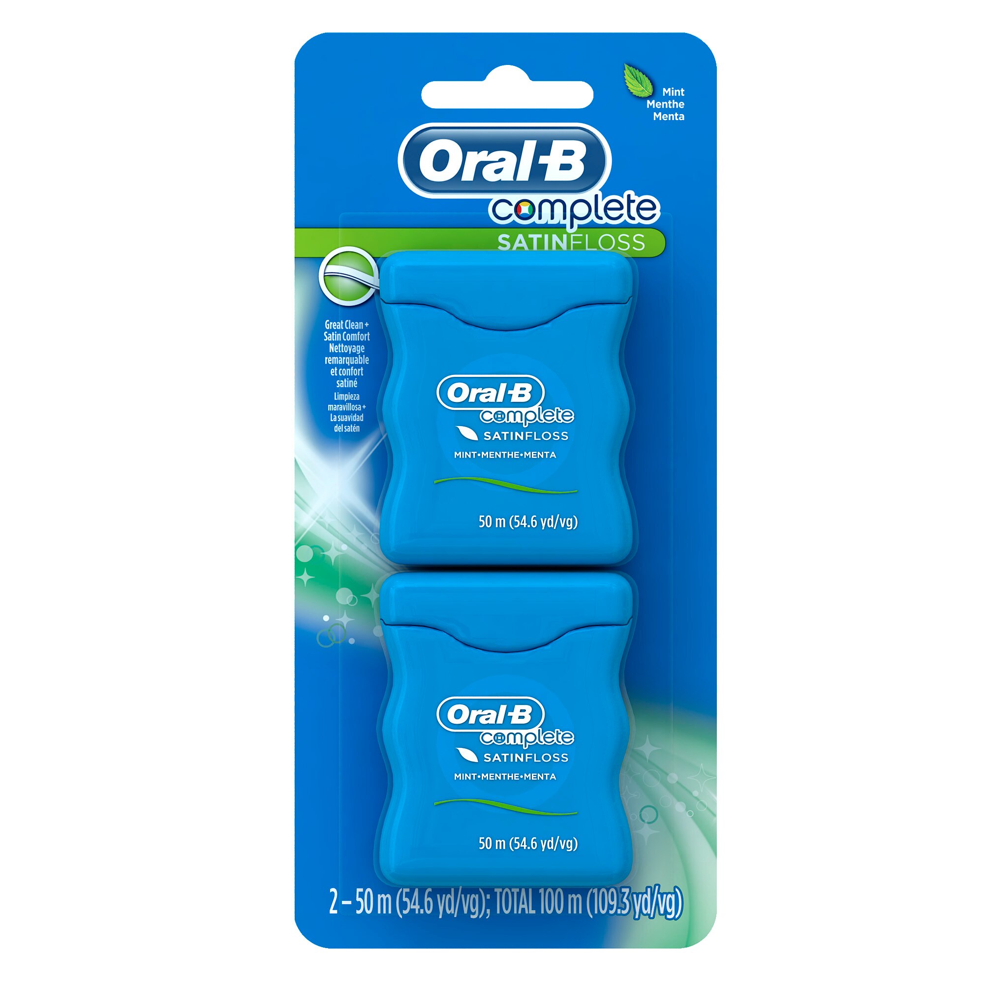 Oral-B Complete Satin Dental Floss, Mint, 50 M, 2 Pack - 109.3 Yd , CVS