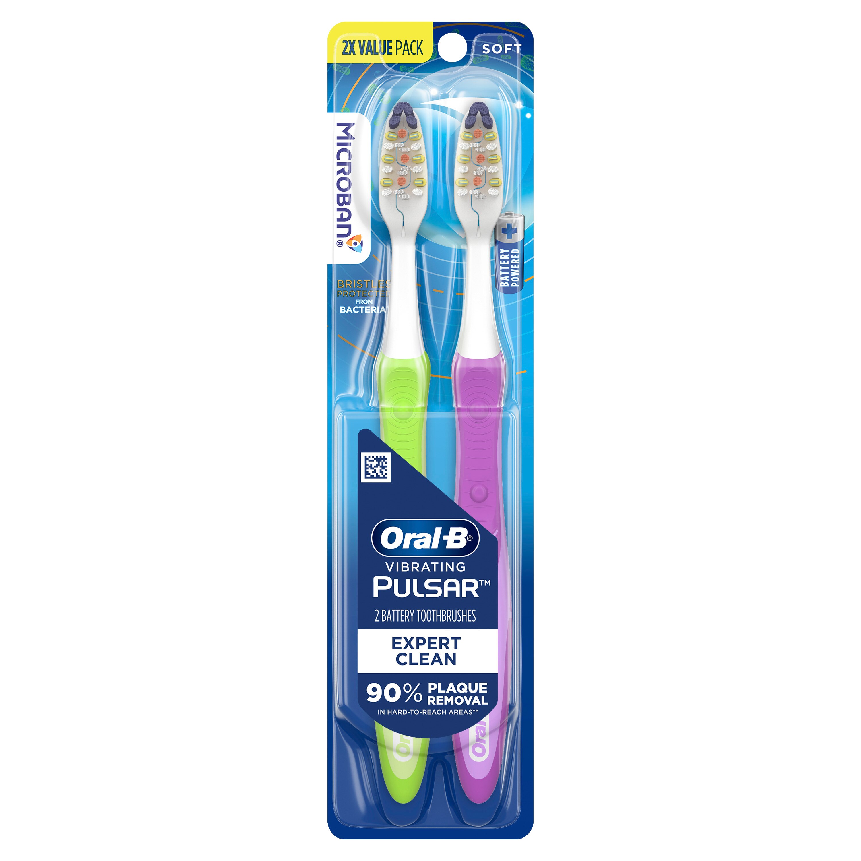 Oral-B Vibrating Pulsar Expert Clean Battery Toothbrush, Soft Bristle, 2 Pack , CVS