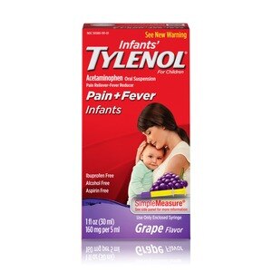 Tylenol Infant Pain Reliever-Fever Reducer with Simple Measure Syringe, Grape Flavor