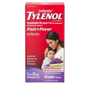 Tylenol Infant Pain Reliever-Fever Reducer with Simple Measure Syringe, Grape Flavor