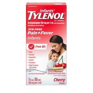 Infants' Tylenol Acetaminophen Pain + Fever Medicine, Dye-Free Cherry