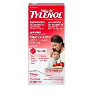 Infants' Tylenol Acetaminophen Pain + Fever Medicine, Dye-Free Cherry