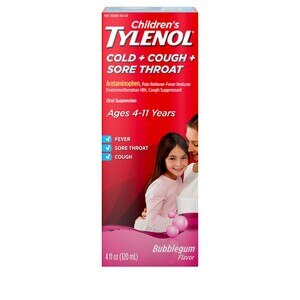 Children's Tylenol Cold + Cough + Sore Throat, Bubblegum, 4 FL Oz - 4 Oz , CVS
