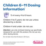 Benadryl Children's Allergy +Plus Congestion Antihistamine Liquid, Grape, 4 OZ, thumbnail image 2 of 15