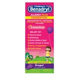 Benadryl Children's Allergy +Plus Congestion Antihistamine Liquid, Grape, 4 OZ, thumbnail image 4 of 15